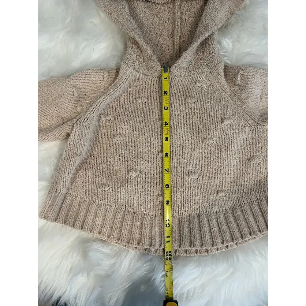 Cat & Jack 12M-18M Toddler Sherpa Long Sleeve Hood Pullover Sweater Bear Cream